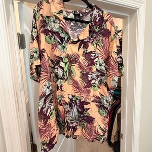 Star Wars Men's Shirt with Purple and Green Floral Design